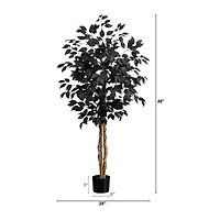 Nearly Natural 4ft Halloween Black Ficus Artificial Tree