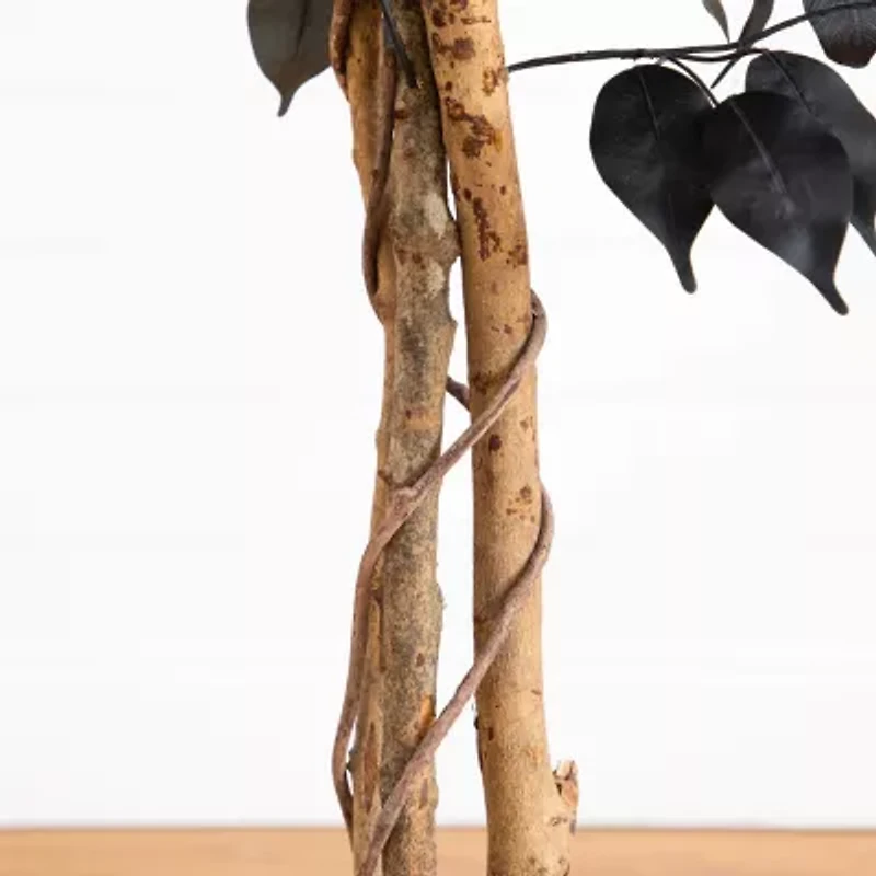 Nearly Natural 4ft Halloween Black Ficus Artificial Tree