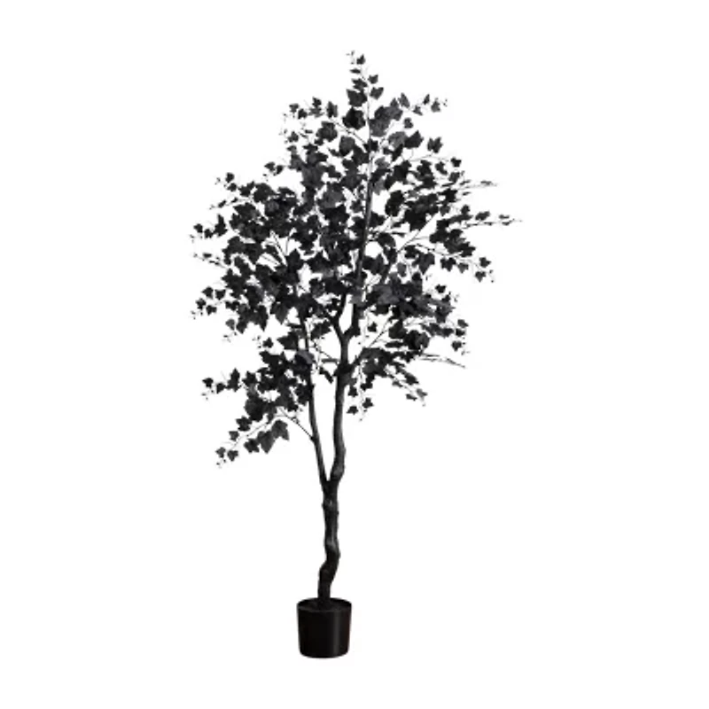 Nearly Natural 6ft Halloween Black Maple Artificial Tree