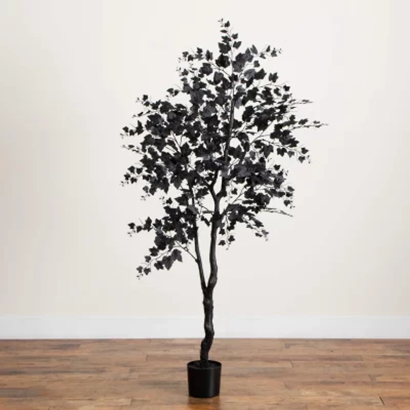 Nearly Natural 6ft Halloween Black Maple Artificial Tree