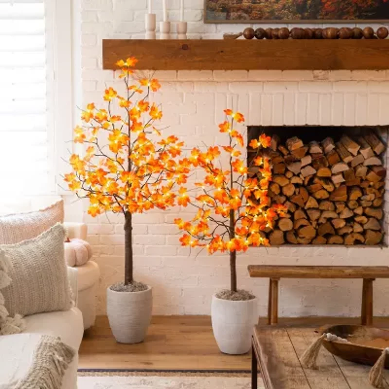 Nearly Natural 4ft Pre-Lit Autumn Maple Artificial Tree