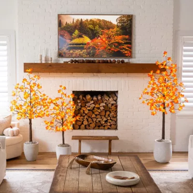 Nearly Natural 4ft Pre-Lit Autumn Maple Artificial Tree