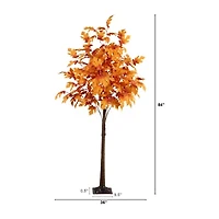 Nearly Natural 7ft Pre-Lit Autumn Maple Fall Artificial Tree