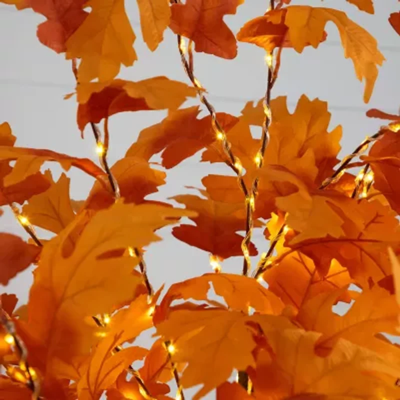 Nearly Natural 7ft Pre-Lit Autumn Maple Fall Artificial Tree