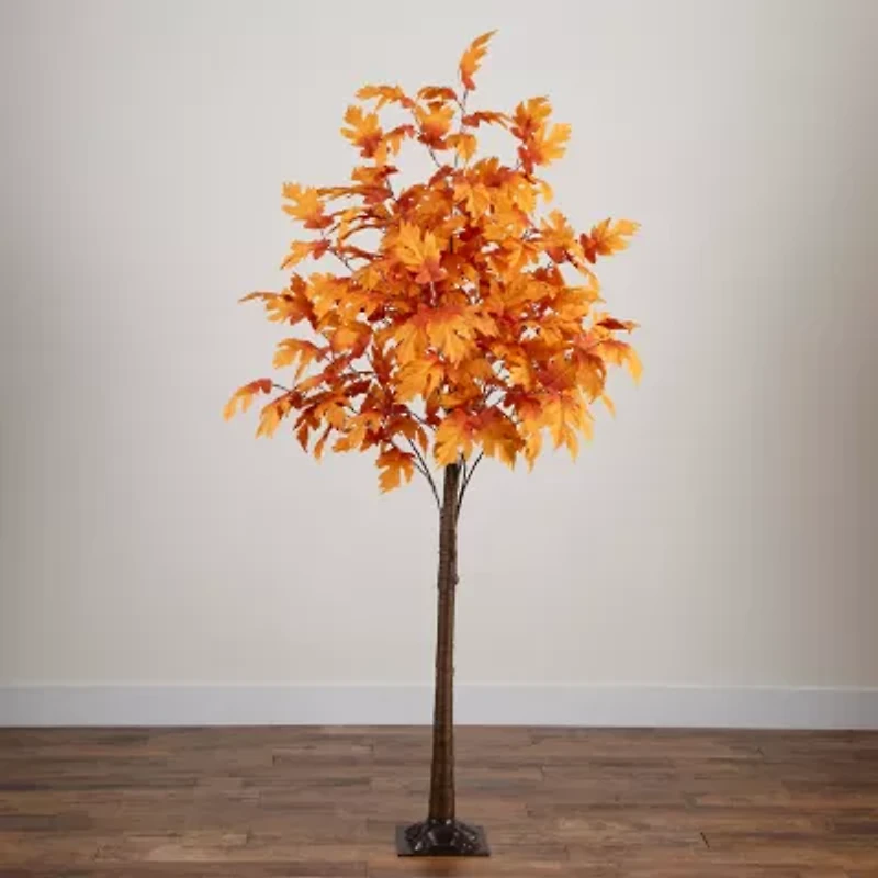 Nearly Natural 7ft Pre-Lit Autumn Maple Fall Artificial Tree