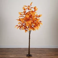 Nearly Natural 7ft Pre-Lit Autumn Maple Fall Artificial Tree