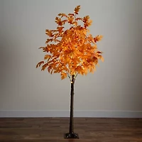 Nearly Natural 7ft Pre-Lit Autumn Maple Fall Artificial Tree