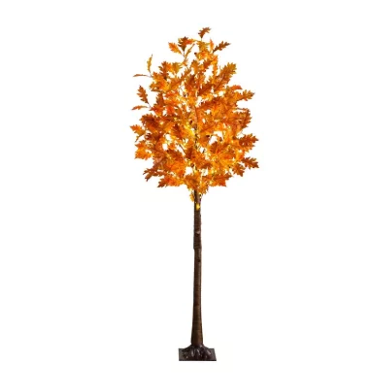 Nearly Natural 6ft Pre-Lit Burnt Orange Autumn Artificial Tree