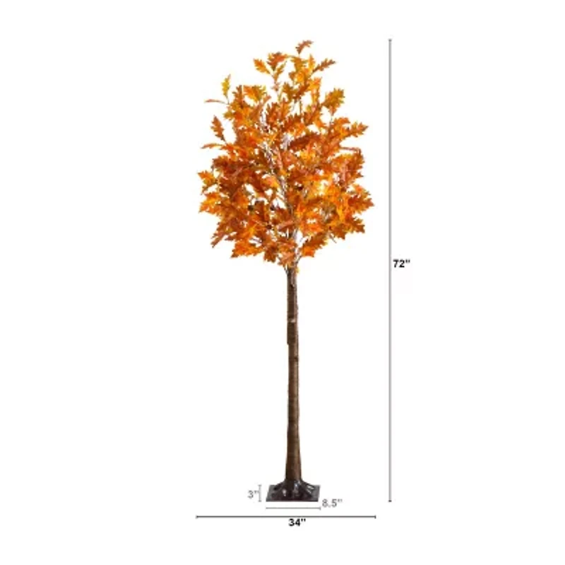 Nearly Natural 6ft Pre-Lit Burnt Orange Autumn Artificial Tree
