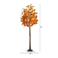 Nearly Natural 6ft Pre-Lit Burnt Orange Autumn Artificial Tree
