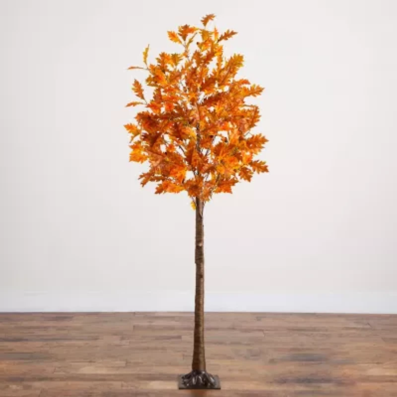 Nearly Natural 6ft Pre-Lit Burnt Orange Autumn Artificial Tree