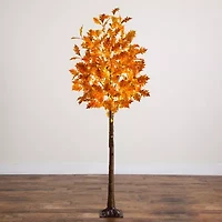 Nearly Natural 6ft Pre-Lit Burnt Orange Autumn Artificial Tree
