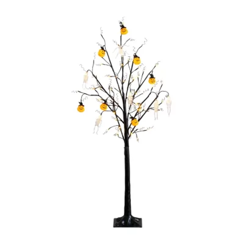 Nearly Natural 5ft Pre-Lit Halloween Pumpkins Artificial Tree