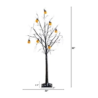 Nearly Natural 5ft Pre-Lit Halloween Pumpkins Artificial Tree