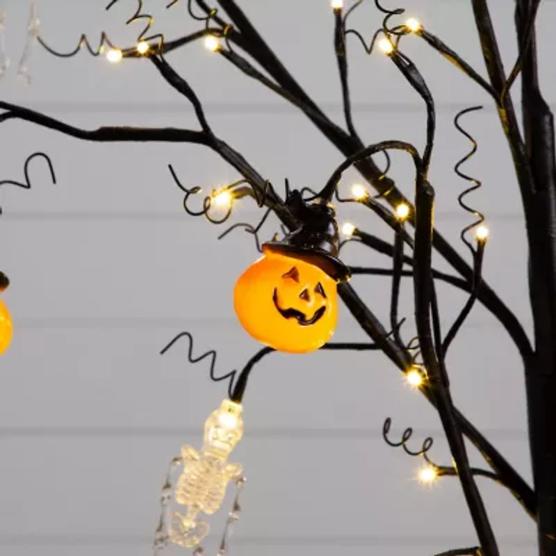 Nearly Natural 5ft Pre-Lit Halloween Pumpkins Artificial Tree