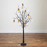 Nearly Natural 5ft Pre-Lit Halloween Pumpkins Artificial Tree