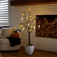 Nearly Natural 5ft Pre-Lit Halloween Pumpkins Artificial Tree