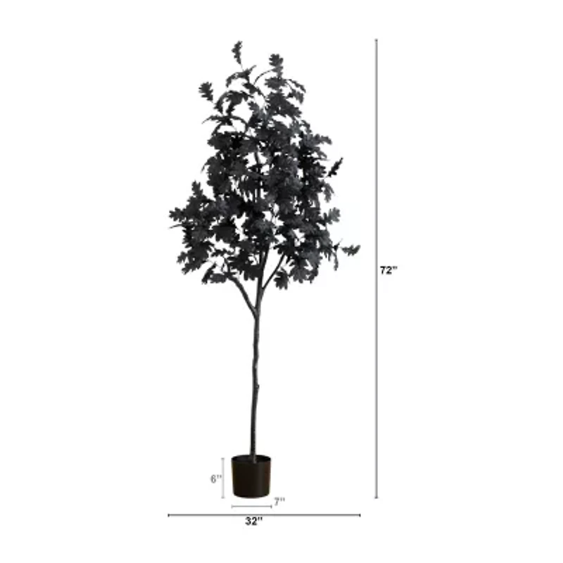Nearly Natural 6ft Halloween Black Oak Indoor Artificial Tree