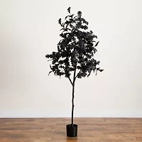Nearly Natural 6ft Halloween Black Oak Indoor Artificial Tree