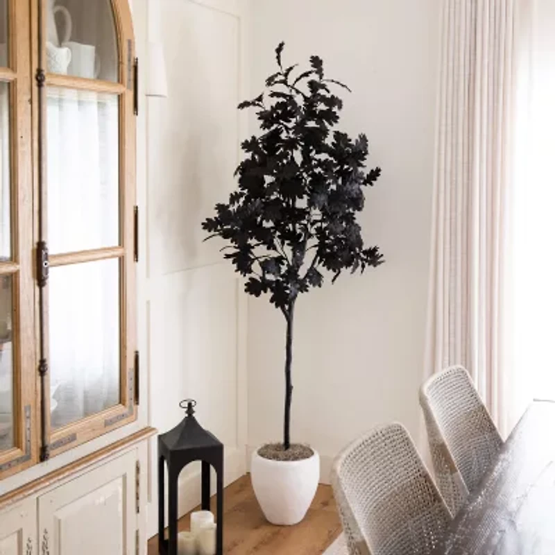 Nearly Natural 6ft Halloween Black Oak Indoor Artificial Tree