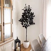 Nearly Natural 6ft Halloween Black Oak Indoor Artificial Tree