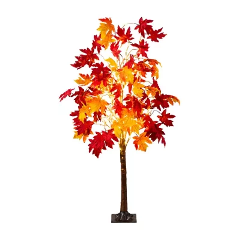 Nearly Natural 5ft Pre-Lit Autumn Weeping Maple Artificial Tree