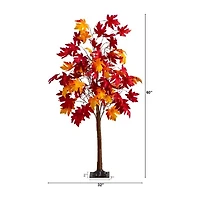 Nearly Natural 5ft Pre-Lit Autumn Weeping Maple Artificial Tree
