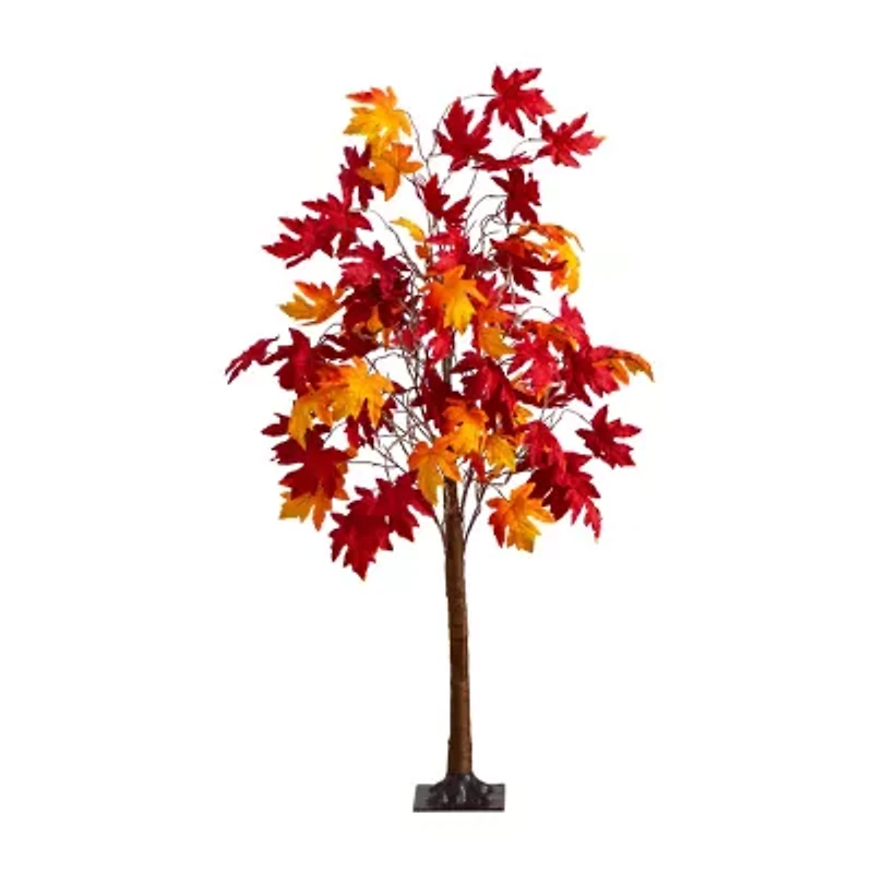 Nearly Natural 5ft Pre-Lit Autumn Weeping Maple Artificial Tree
