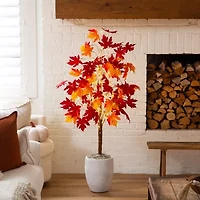 Nearly Natural 5ft Pre-Lit Autumn Weeping Maple Artificial Tree