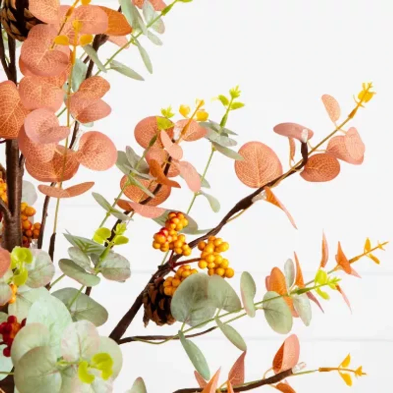 Nearly Natural 3ft Pre-Lit Autumn Eucalyptus Artificial Tree