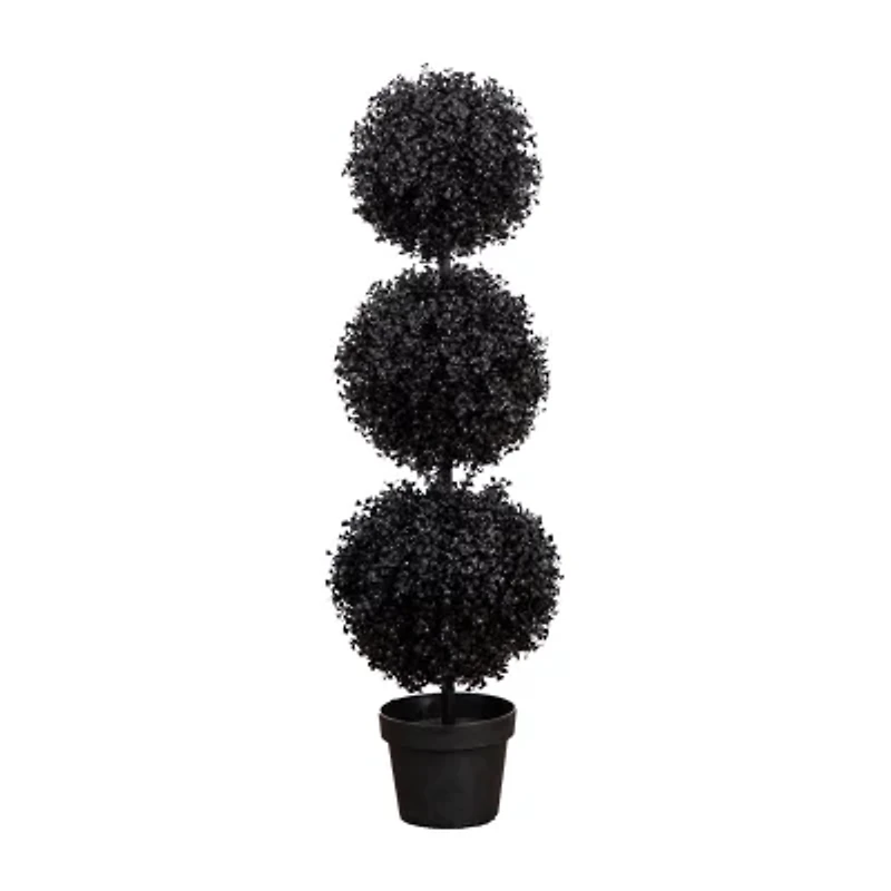 Nearly Natural 3ft Uv Black Boxwood Topiary In/Out Artificial Tree