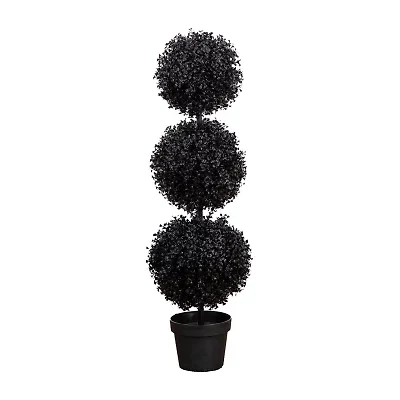 Nearly Natural 3ft Uv Black Boxwood Topiary In/Out Artificial Tree
