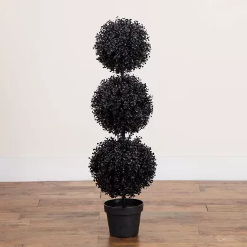 Nearly Natural 3ft Uv Black Boxwood Topiary In/Out Artificial Tree