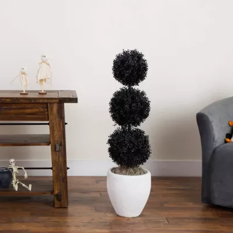 Nearly Natural 3ft Uv Black Boxwood Topiary In/Out Artificial Tree