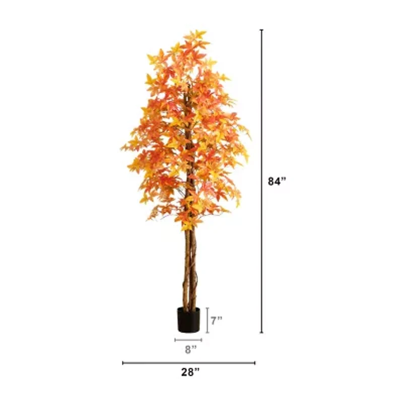 Nearly Natural 7ft Deluxe Autumn Maple Artificial Tree