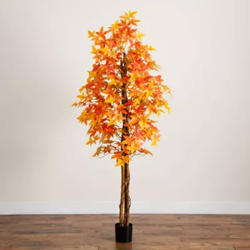 Nearly Natural 7ft Deluxe Autumn Maple Artificial Tree