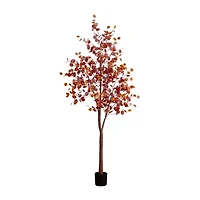 Nearly Natural 8ft Pre-Lit Eucalyptus Artificial Tree