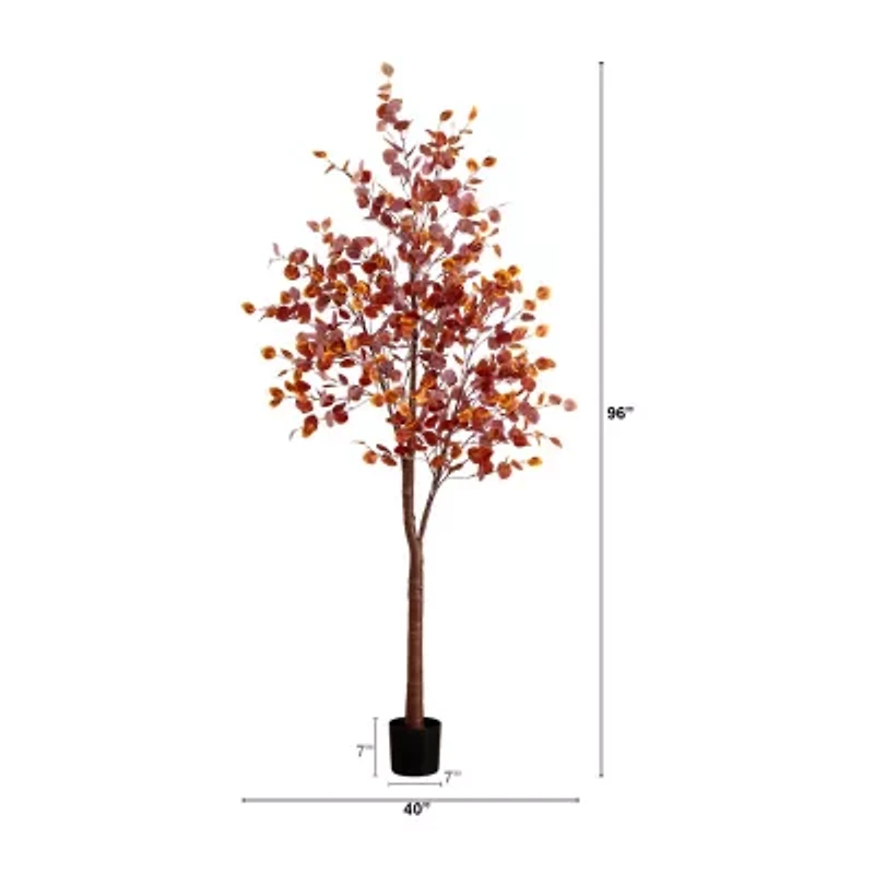 Nearly Natural 8ft Pre-Lit Eucalyptus Artificial Tree