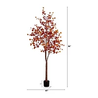 Nearly Natural 8ft Pre-Lit Eucalyptus Artificial Tree