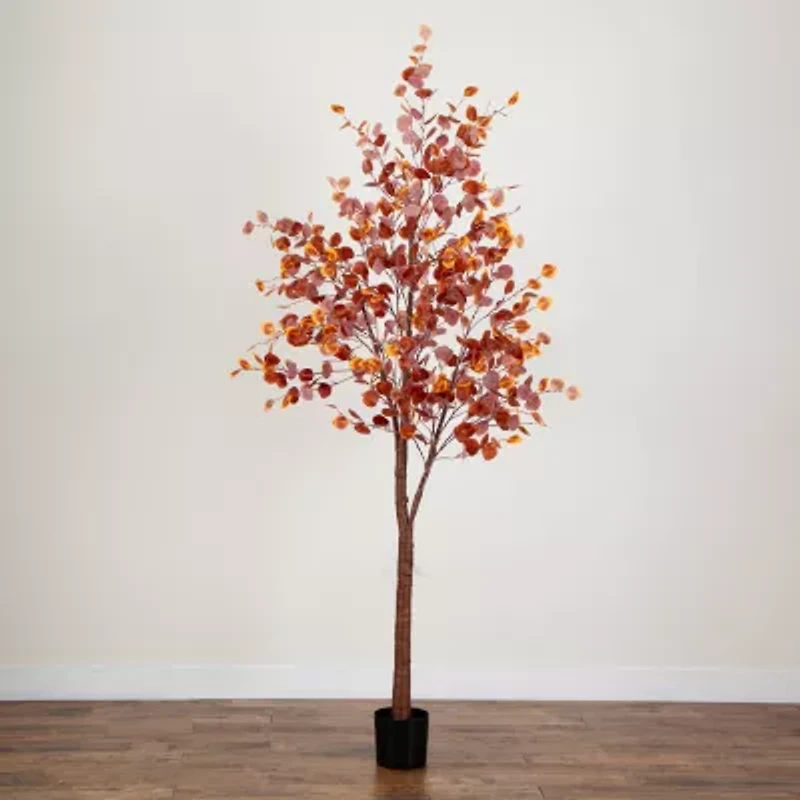 Nearly Natural 8ft Pre-Lit Eucalyptus Artificial Tree