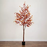 Nearly Natural 8ft Pre-Lit Eucalyptus Artificial Tree