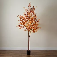 Nearly Natural 8ft Pre-Lit Eucalyptus Artificial Tree