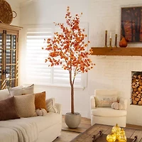 Nearly Natural 8ft Pre-Lit Eucalyptus Artificial Tree