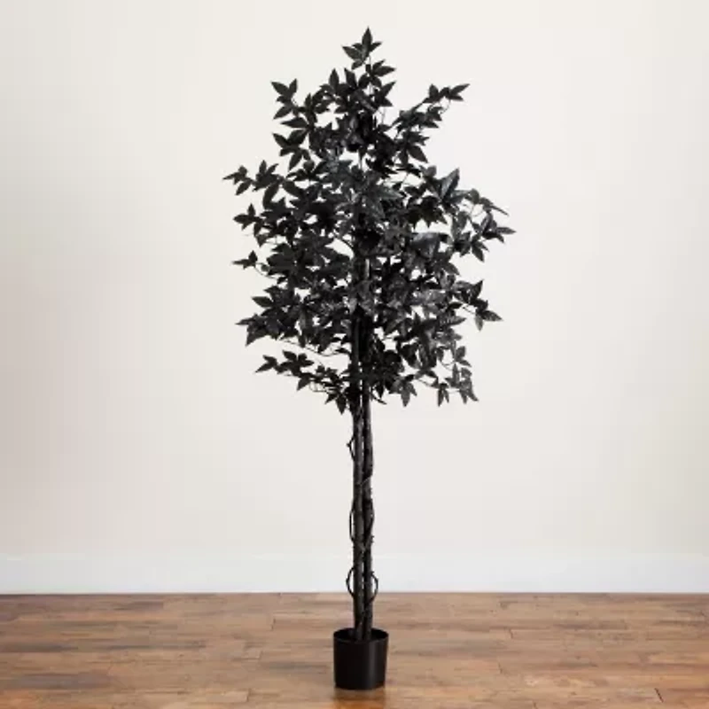 Nearly Natural 6ft Halloween Black Maple Artificial Tree