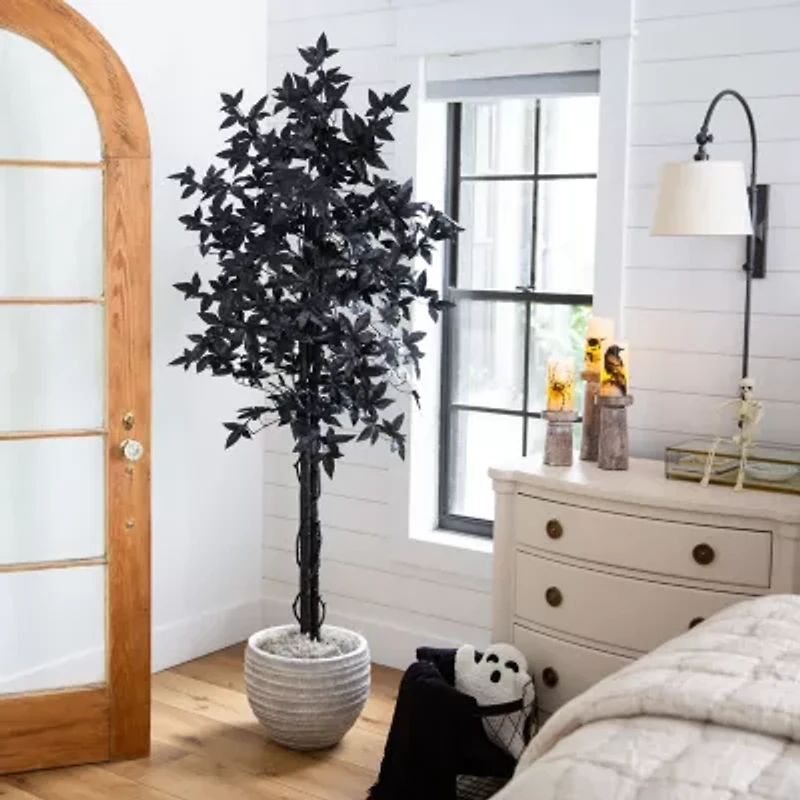 Nearly Natural 6ft Halloween Black Maple Artificial Tree