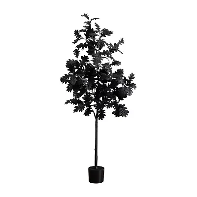 Nearly Natural 5ft Black Oak Halloween Artificial Tree