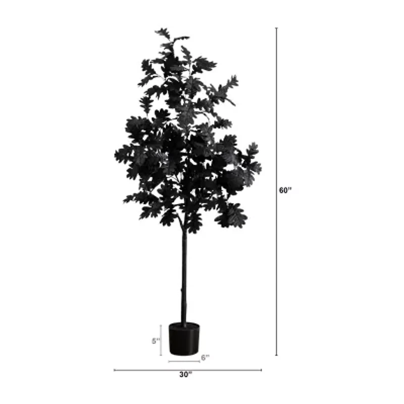 Nearly Natural 5ft Black Oak Halloween Artificial Tree