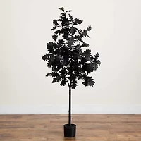 Nearly Natural 5ft Black Oak Halloween Artificial Tree