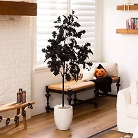 Nearly Natural 5ft Black Oak Halloween Artificial Tree