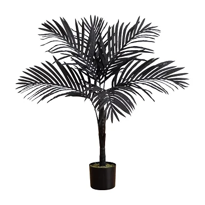 Nearly Natural 3ft Halloween Black/Gold Cane Artificial Tree